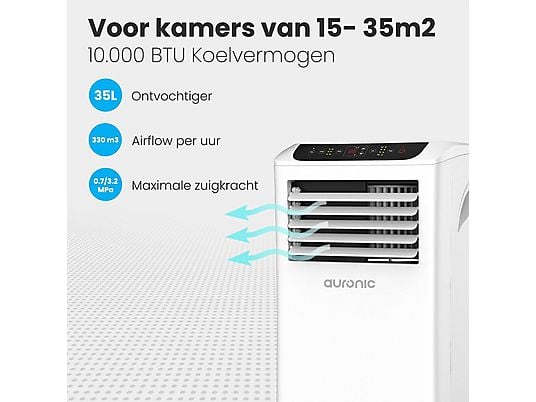 AURONIC AU3134 – Airco Mobiel -10.000BTU Mobiele Airco Wit